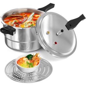 image:imageWantJoin 6Qt Aluminum Pressure Cooker wRelease Valve amp Multiple Protective DevicesPressure Canner Compatible with Gas amp Induction CookerCanner Rack Included6 Quarts