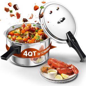 image:imageWantJoin 6Qt Aluminum Pressure Cooker wRelease Valve amp Multiple Protective DevicesPressure Canner Compatible with Gas amp Induction CookerCanner Rack Included4 Quarts