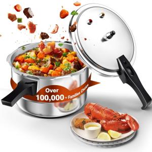 image:imageWantJoin 6Qt Aluminum Pressure Cooker wRelease Valve amp Multiple Protective DevicesPressure Canner Compatible with Gas amp Induction CookerCanner Rack Included11 Quarts