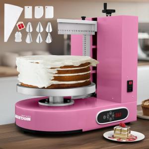 image:imageWantJoin Cake Decorating Machine  412 Inch Automatic Cream Spreading for Cake Frosting Machine 60320 RPM with Graduated Scrapers Electric Turntable WhitePink