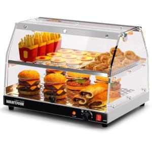 image:imageWantJoin Commercial Food Warmer Display 2Tier Acrylic Countertop Food Warmer with DualDoor Design amp Removable Shelves Electric PizzaPretzelPatty Warmer for Buffet Party amp Convenience Store