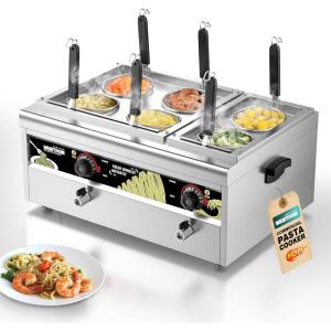 image:imageWantJoin Commercial Pasta Cooker  Electric Pasta Cooker with 6 Noodle Strainers Precision Temp Control 86F to 230F Cooking Machine wDrain Valve for Spaghetti Ramen Noodles and Vegetables