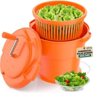 image:imageWantJoin Commercial Salad Spinner  6 Gallon Salad Dryer wSilicone Antislip Mat amp Draining Hose 24Qt Manual Salad Spinner for up to 7 Heads of Lettuce Spinner Large for Catering OrangeOrange