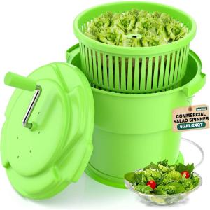 image:imageWantJoin Commercial Salad Spinner  6 Gallon Salad Dryer wSilicone Antislip Mat amp Draining Hose 24Qt Manual Salad Spinner for up to 7 Heads of Lettuce Spinner Large for Catering OrangeGreen
