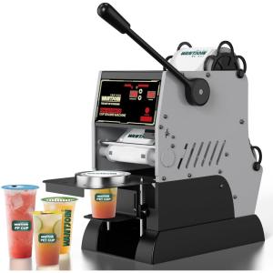 image:imageWantJoin Cup Sealing Machine  Full Automatic Cup Sealer Machine 500600 Cupsh with Electric Digital Control LCD Panel suit for 9095mm Cups PPPET Sealing Film for Bubble Milk Tea Coffee ShopGrey
