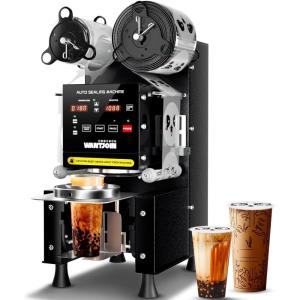 image:imageWantJoin Cup Sealing Machine Full Automatic Cup Sealer Machine 9095mm Electric Cup Sealing Machine 500600 CupsH Digital Control LCD Panel Cup Sealer for Bubble Milk Tea Coffee BlackBlack