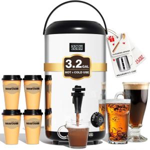 image:imageWantJoin Electric Heating Beverage Dispenser75 Cup HotampCold water Urn for CateringStainless Steel Premium 12 L32 Gallon Hot Drink Dispenser with Spigot for Coffee amp Hot teaCold MilkJuiceSilver