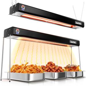 image:imageWantJoin Food Heat Lamp  36 Inch Commercial Hanging Heating Lamp for Food Warming 500W Electric Strip Heater with Warm Lights for Service Cafeteria Restaurant KitchenBlack