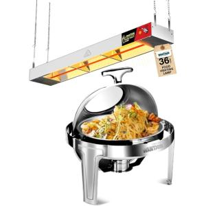 image:imageWantJoin Food Heat Lamp  36 Inch Commercial Hanging Heating Lamp for Food Warming 500W Electric Strip Heater with Warm Lights for Service Cafeteria Restaurant KitchenSilver