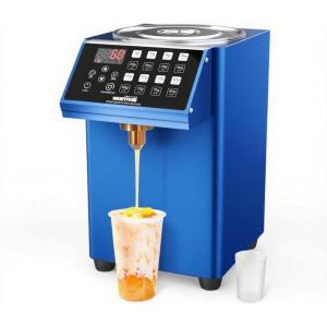 image:imageWantJoin Fructose Dispenser  Stainless Steel Automatic Syrup Dispenser with 16 Programmable Presets Drip Tray Measuring Cup amp Mixing Stick  for Bubble Tea Coffee Juice Bar Commercial Use WhiteBlue