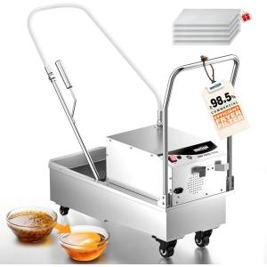 image:imageWantJoin Fryer Filter Machine  Mobile Fryer Oil Filter Machine 55L145GAL Stainless Steel 845GALMin 1700RPM Deep Fryer Oil Grease Filtration for Restaurant Fast Food Shop 550W40L