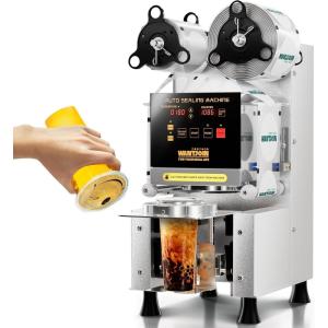 image:imageWantJoin Full Automatic Cup Sealer Machine  Cup Sealing Machine 9095mm Electric Boba Sealing Machine Seals 500600 CupsH Digital Control Panel Cup Sealer for Bubble Milk Tea Coffee ShopBlack