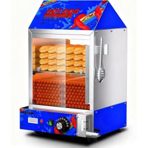 image:imageWantJoin Hot Dog Steamer  288QT Commercial Electric Hot Dog Steamer with Bun Warmer Red Glass Sliding Door Steaming Machine for 175 Hot Dogs and 40 Buns Adjustable TemperatureBlue