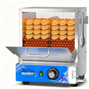 image:imageWantJoin Hot Dog Steamer Machine  288QT Commercial Hotdog Machine with Bun Warmer Stainless Steel Tempered Glass Electric Steamer MachineBlue