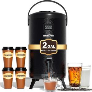 image:imageWantJoin Insulated Beverage Dispenser75 Cup HotampCold water Urn for CateringStainless Steel Premium 12 L32 Gallon Hot Drink Dispenser with Spigot for Coffee amp Hot teaCold MilkWaterJuiceSilverBlack