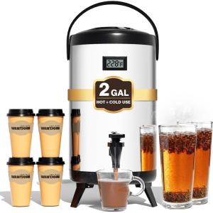 image:imageWantJoin Insulated Beverage Dispenser75 Cup HotampCold water Urn for CateringStainless Steel Premium 12 L32 Gallon Hot Drink Dispenser with Spigot for Coffee amp Hot teaCold MilkWaterJuiceSilverSilver