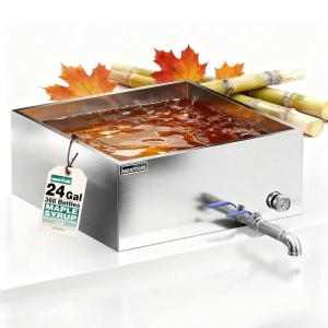 image:imageWantJoin Maple Syrup Evaporator Pan 24 Gallon  Syrup Evaporator Pan Stainless Steel wThermometer 24  24  10 Inch Upgraded LeakProof TIG Welded Seams Make 360 Bottles of 50oz24 GAL