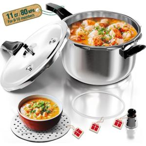 image:imageWantJoin Pressure Cooker Stainless Steel 65 Qt Commercial Stove Top Pressure Cooker Pot Used for Pressure Foodie or Steaming Compatible with Gas amp Induction Cooker11 Quarts