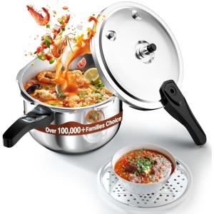 image:imageWantJoin Pressure Cooker Stainless Steel 65 Qt Commercial Stove Top Pressure Cooker Pot Used for Pressure Foodie or Steaming Compatible with Gas amp Induction Cooker115 Quarts