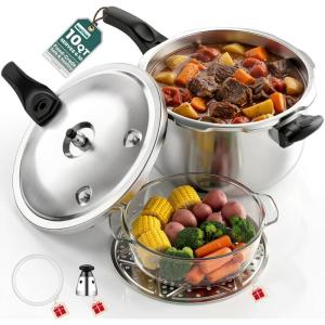 image:imageWantJoin Pressure Cooker Stainless Steel 65 Qt Commercial Stove Top Pressure Cooker Pot Used for Pressure Foodie or Steaming Compatible with Gas amp Induction Cooker106 Quarts
