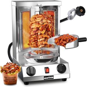 image:imageWantJoin Shawarma Grill Machine  22 LBS Electric Vertical Rotisserie w 2 Burners and Shovel for Doner Kebab Chicken Beef  Stainless Steel  122F to 572F Temp  for Home amp Commercial Use 2520WSilver