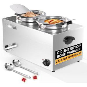 image:imageWantJoin Soup Warmer Commercial  20 QT Stainless Steel Bain Marie Round Pot 86185F Adjustable Temp 1500W Electric Steam Table CountertopAntiDry Burn Reset Button for Restaurant BuffetSliver