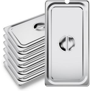 image:imageWantJoin Steam Table Hotel Pan Lids 6 Pack Notched Cover for 11 Full Size Stainless Steel Metal Tray Sets Food Storage Container Restaurant Chafing Dishes Commercial Buffet Warmer Catering SuppliesNotched