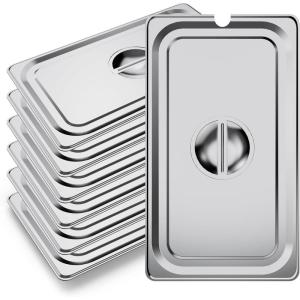 image:imageWantJoin Steam Table Hotel Pan Lids Cover 6 Pack for Stainless Steel Metal Tray Sets Food Storage Container Restaurant Chafing Dishes Commercial Buffet Warmer Catering SuppliesNotched
