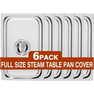 image:imageWantJoin Steam Table Hotel Pan Lids Cover 6 Pack for Stainless Steel Metal Tray Sets Food Storage Container Restaurant Chafing Dishes Commercial Buffet Warmer Catering SuppliesPlain