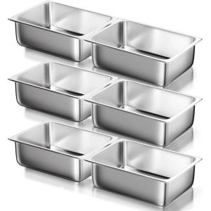 image:imageWantJoin Steam Table Hotel Pans  11 Full Size 6 Inch Deep 6 Pack Stainless Steel Food Storage Container Metal Tray Sets for Commercial Chafing Dishes Restaurant Buffet Catering Supplies6 Deep