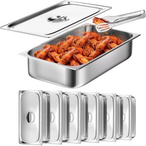 image:imageWantJoin Steam Table Hotel Pans with Lid 12 Half Size 4 Inch Deep 3 Pack Stainless Steel Metal Tray Sets Food Storage Container Commercial Restaurant Buffet Chafing Dishes Warmer Catering Supplies4 Deep 6 Pack