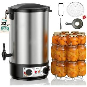 image:imageWantJoin Water Bath Canner  1800W 33QT Stainless Steel Electric Canner Adjustable Temp 86212F amp Timer 30180min Makes 11 Quart Jars Includes Rack Jar Lifter Funnel for Home Canning33Qt