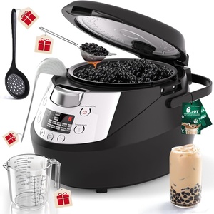 image:imageWantJoin Boba Cooker  6L Commercial Automatic Bubble Maker Machine Pearl Warmer Cooking Pot for Milk Tea Tapioca Pearls 900WSilver