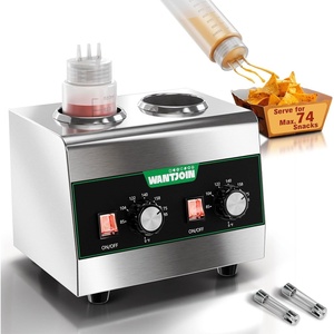 image:imageWantJoin Electric Sauce Warmer Dispenser Countertop Stainless Steel Sauce Heat Preservation Machine 320W Hot Fudge Nacho Cheese Ketchup Chocolate Warmer for Commercial with 650ml Squeeze Bottle2