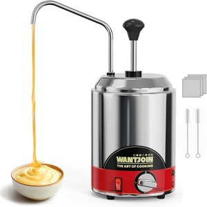 image:imageWantJoin Nacho Cheese Dispenser with Pump  26 Qt Cheese wWarmer Stainless Steel Pump Hot Fudge Warmer 86185F Temperature Control Commercial Nacho Cheese Warmer Dispenser for Hot Fudge Caramel26Qt