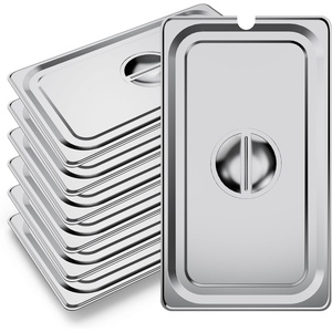 image:imageWantJoin Steam Table Hotel Pan Lids Cover 6 Pack for Stainless Steel Metal Tray Sets Food Storage Container Restaurant Catering Supplies Chafing Dishes Commercial Buffet WarmerNotched