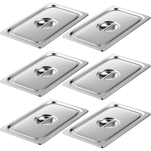 image:imageWantJoin Steam Table Hotel Pan Lids Cover 6 Pack for Stainless Steel Metal Tray Sets Food Storage Container Restaurant Catering Supplies Chafing Dishes Commercial Buffet WarmerPlain