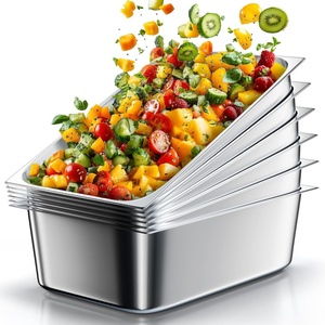 image:imageWantJoin Steam Table Hotel Pans 11 Full Size 6 Inch Deep 6 Pack Stainless Steel Metal Tray Sets Food Storage Container for Restaurant Chafing Dishes Commercial Catering Supplies